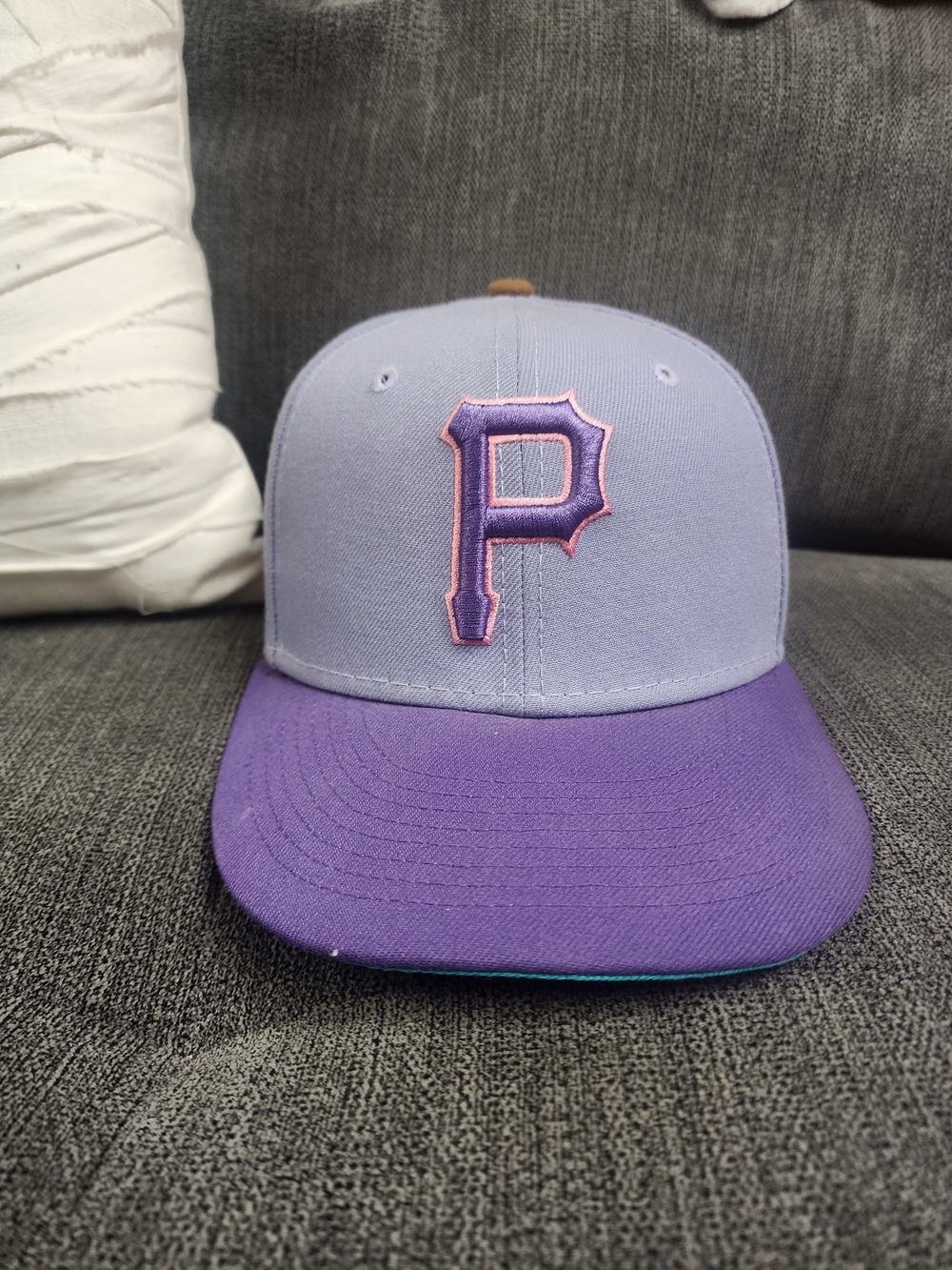0New Era Two-Tone Lavender and Purple Baseball Cap with Pink 'P' Patch